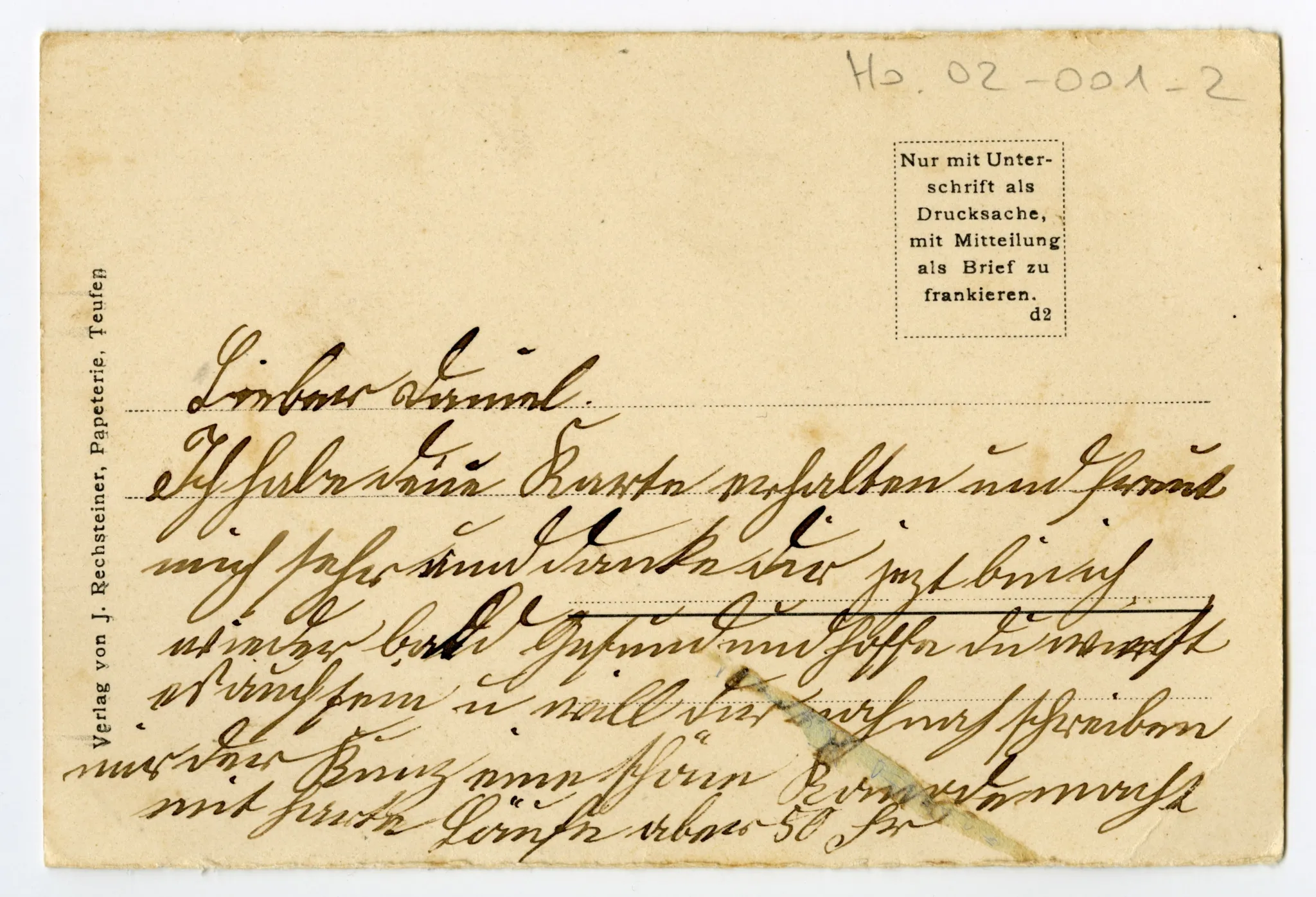 Rückseite mit Text