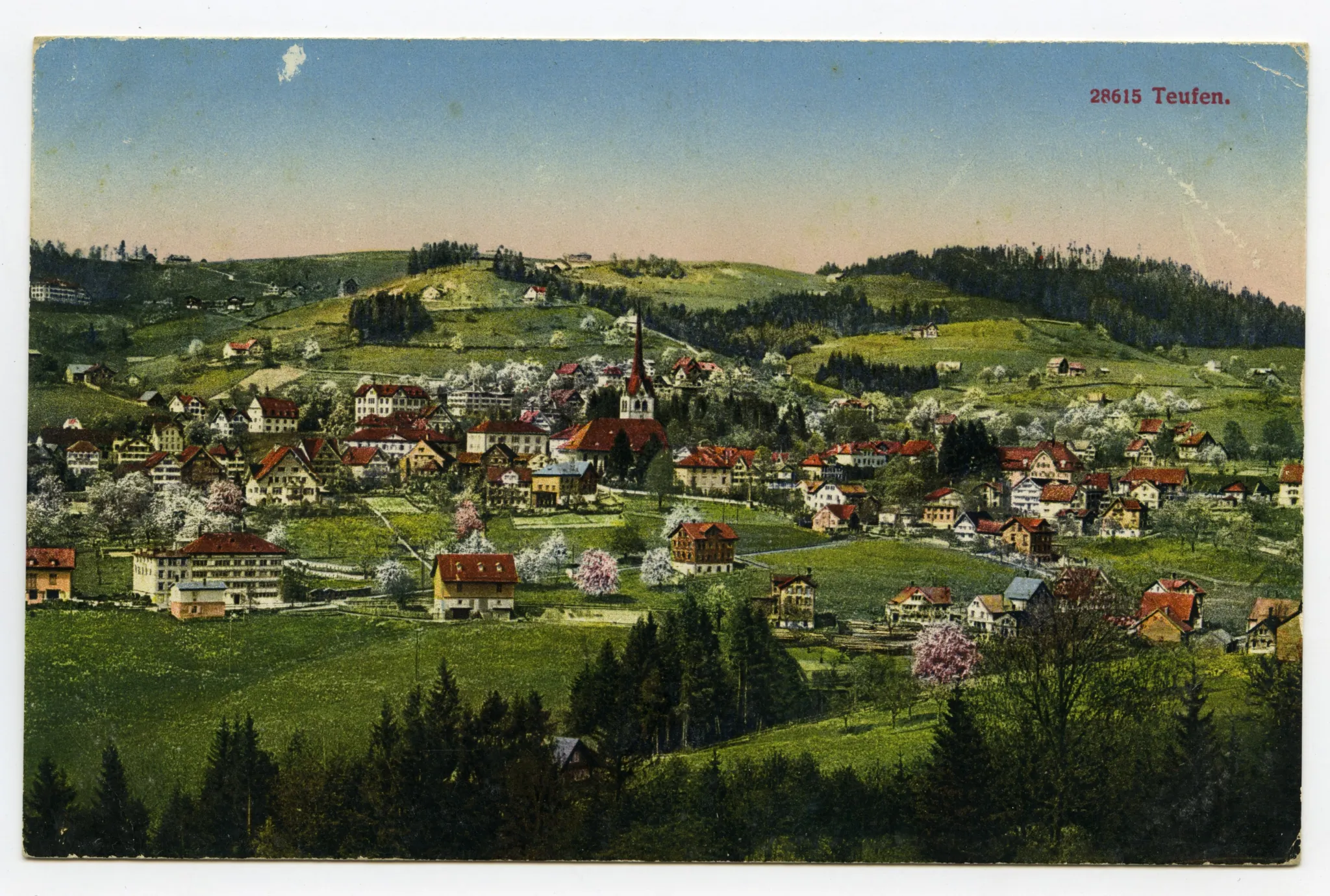 mit Bächli, Bahnhof und Krankenhaus, Bad Sonder und Schäflisegg (vgl. Ho.02-026 – dieselbe Fotografie, leicht anderer Ausschnitt, „nur“ SW!)