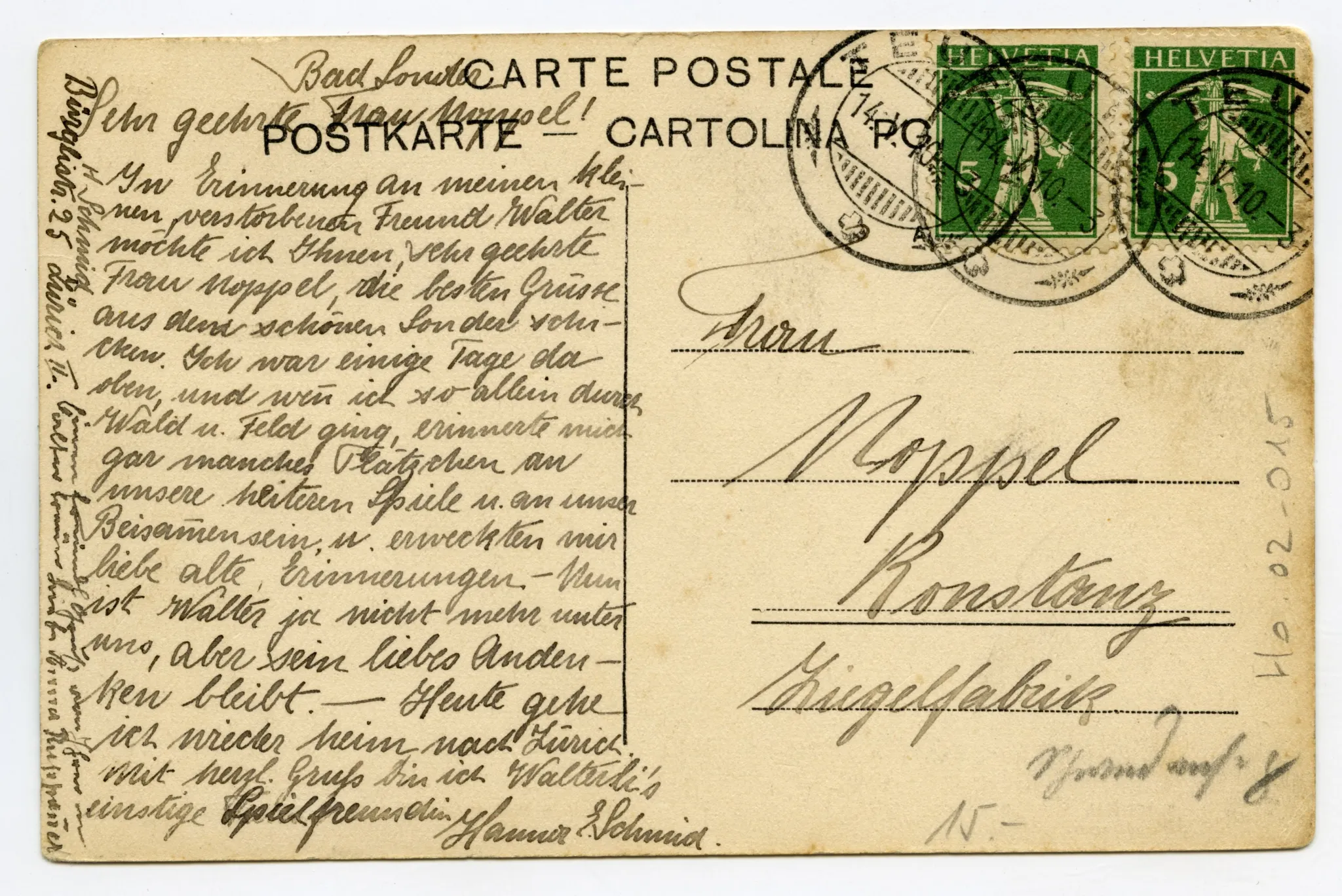 Rückseite mit Text