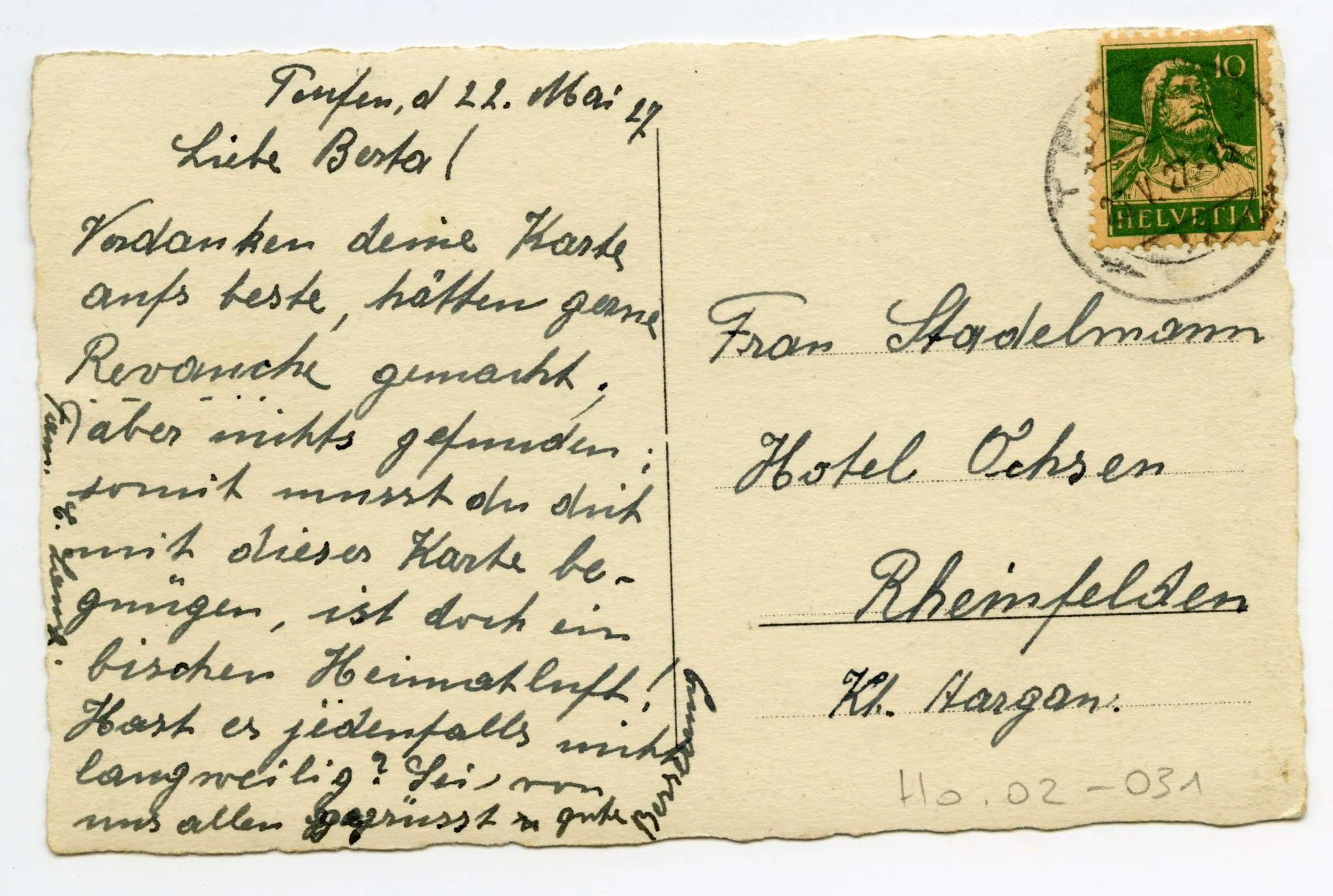 Rückseite mit Text