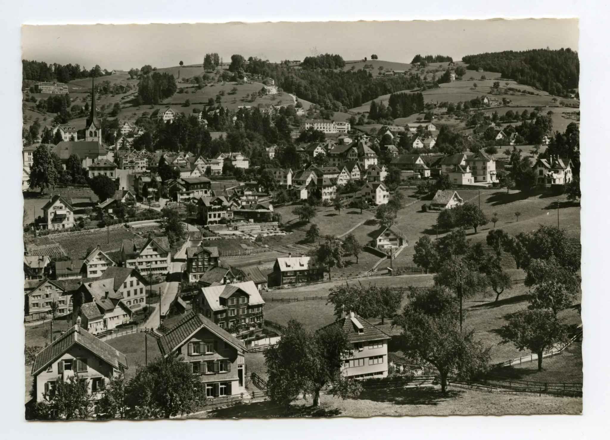 vorne Schönenbüel/Bächli, mit Bad Sonder, Krankenhaus, Bahnhof, Ebni (z.T.), Blick zu Schäflisegg/Hüslersegg