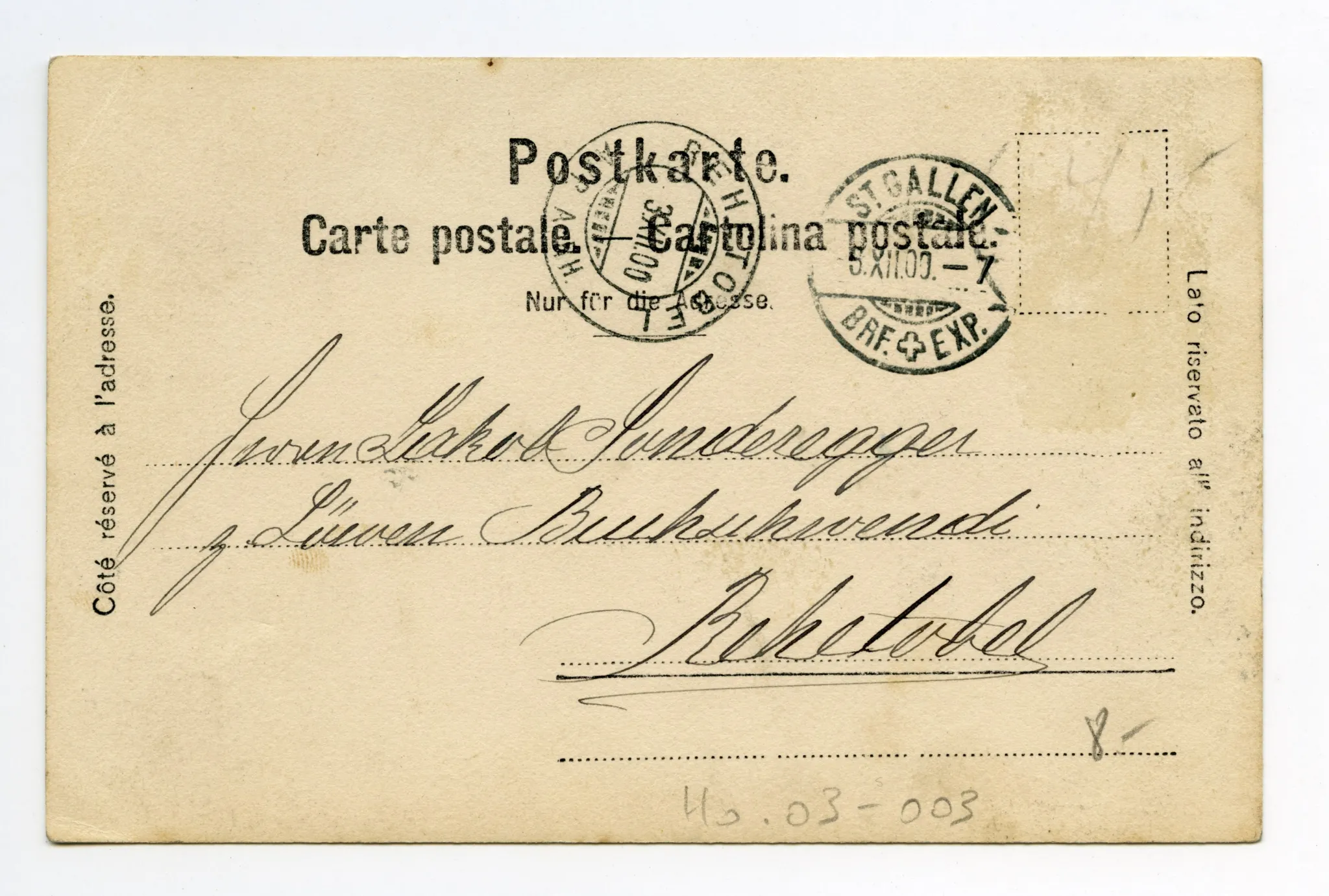 Rückseite mit Text