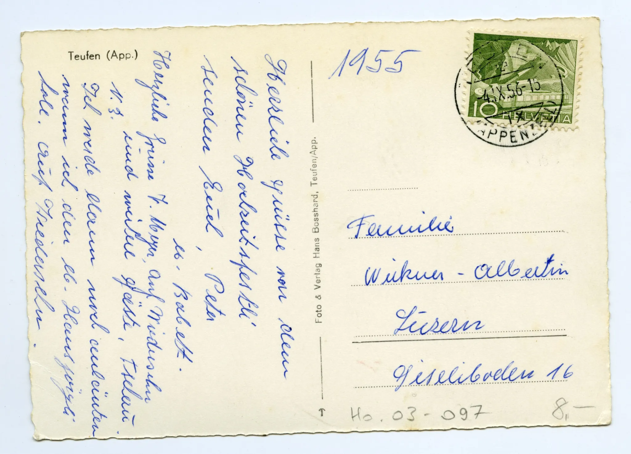 vom Schönenbüel, mit Bächli, Krankehaus/Bahnhof, Bad Sonder. Blick zu Schäflisegg/Hüslersegg (vgl. Hc.15-31)