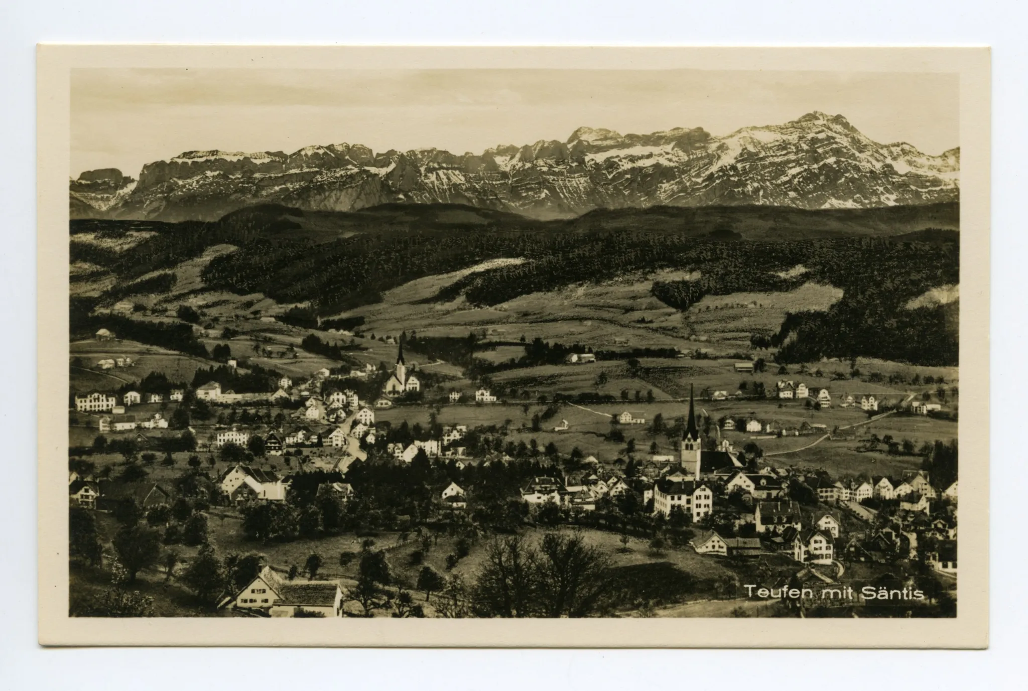 mit beiden Dorfkirchen (Säntis manipuliert)