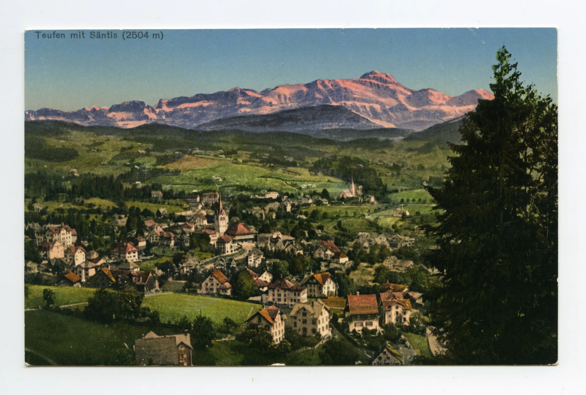 beide Dorfkirchen. Säntis manipuliert! (Säntis- und Kronberg-Ansicht entspricht jenem von der Hundwiler Höhi!)
