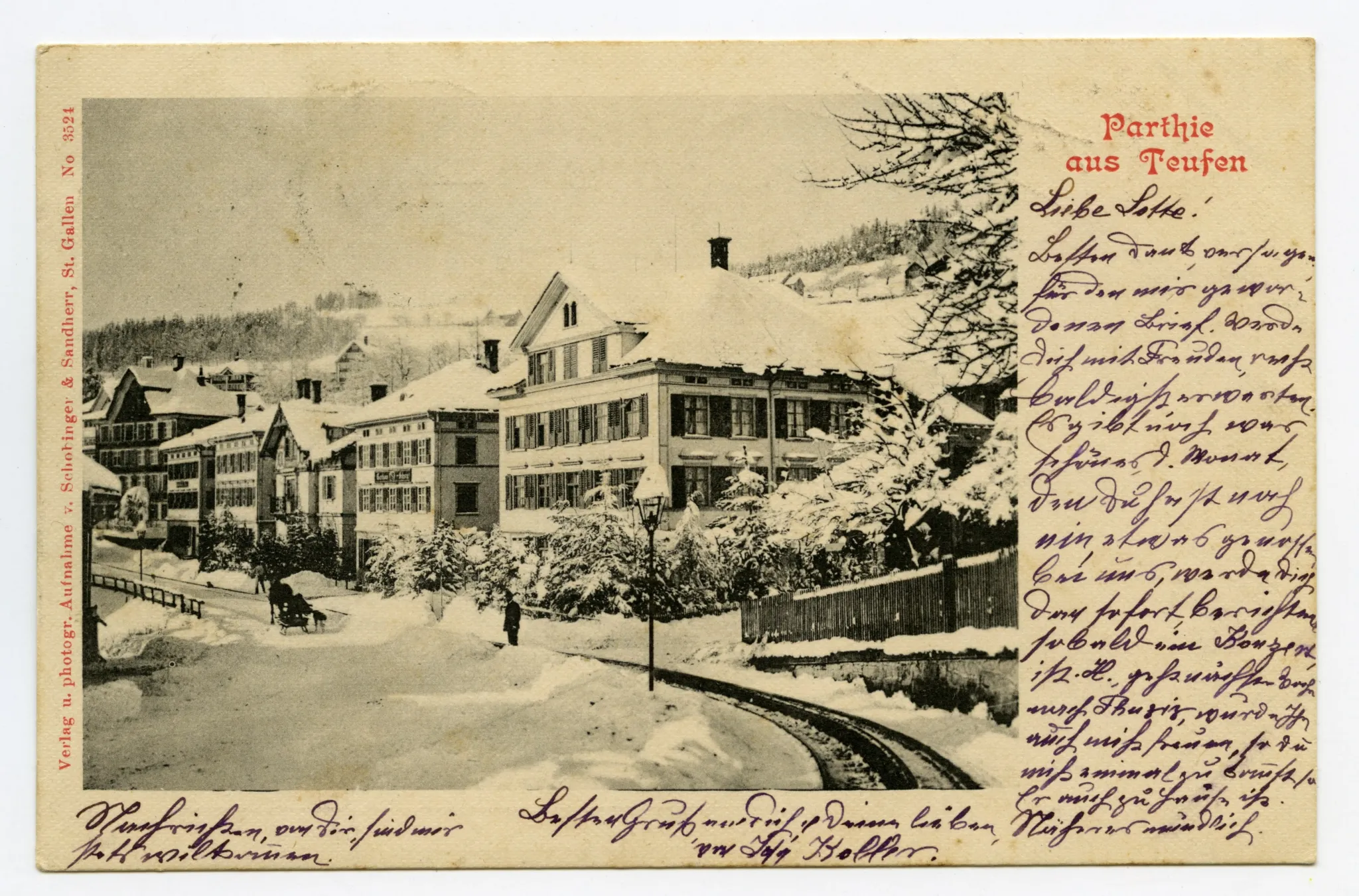Mit Pferde-Schlitten und Hund, Bahngleis mit Zahnrad (vgl. Hc.20-21)