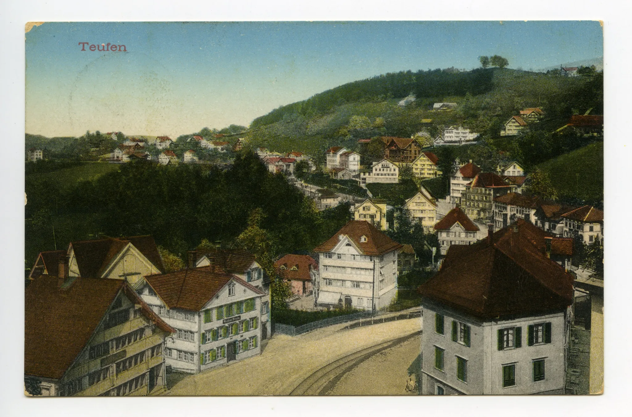 Alter Bahnhof, Gasthaus „Bahnhof“, Konsum-Verein. Blick Richtung Stofel / Eggli, Frohe Aussicht