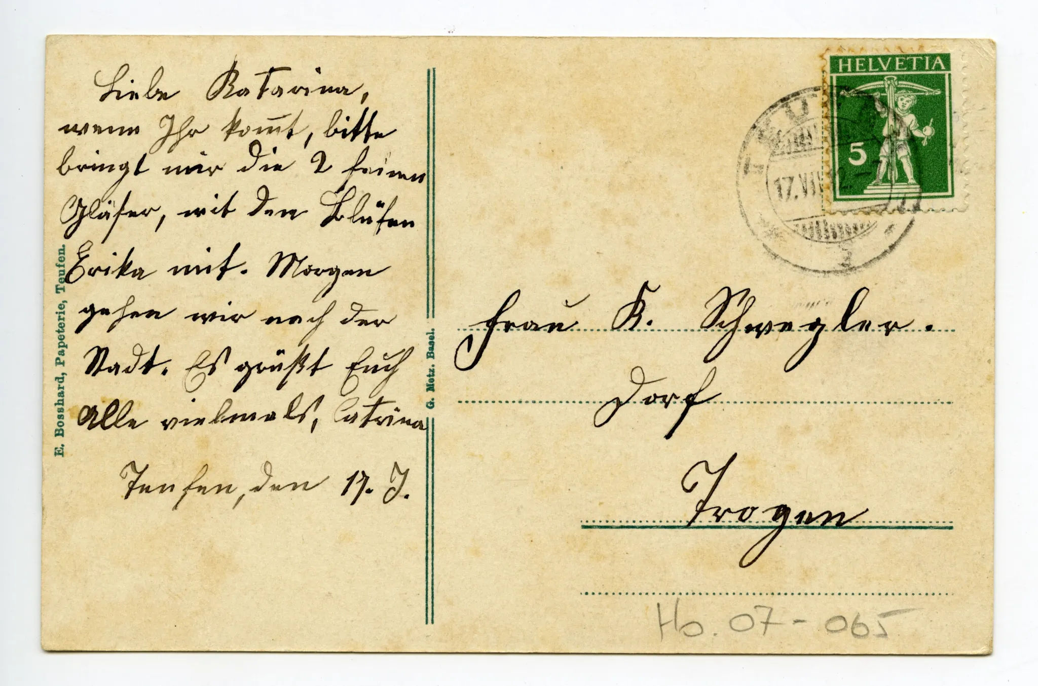 Rückseite mit Text