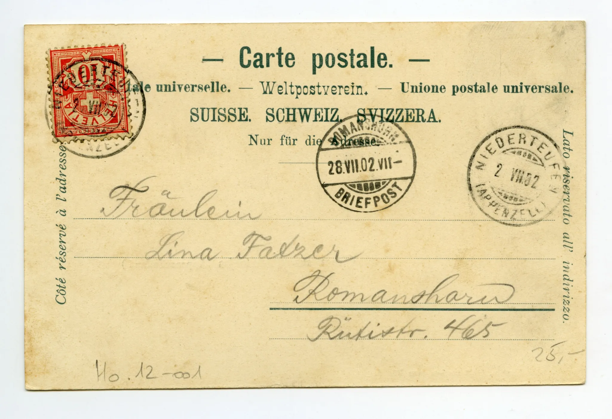 Zwei-Bild-Karte, oben Niederteufen, mit Steinbruch Haag. Unten: Gasthaus z. Rössli, mit Dampfzug Appenzeller Strassenbahn