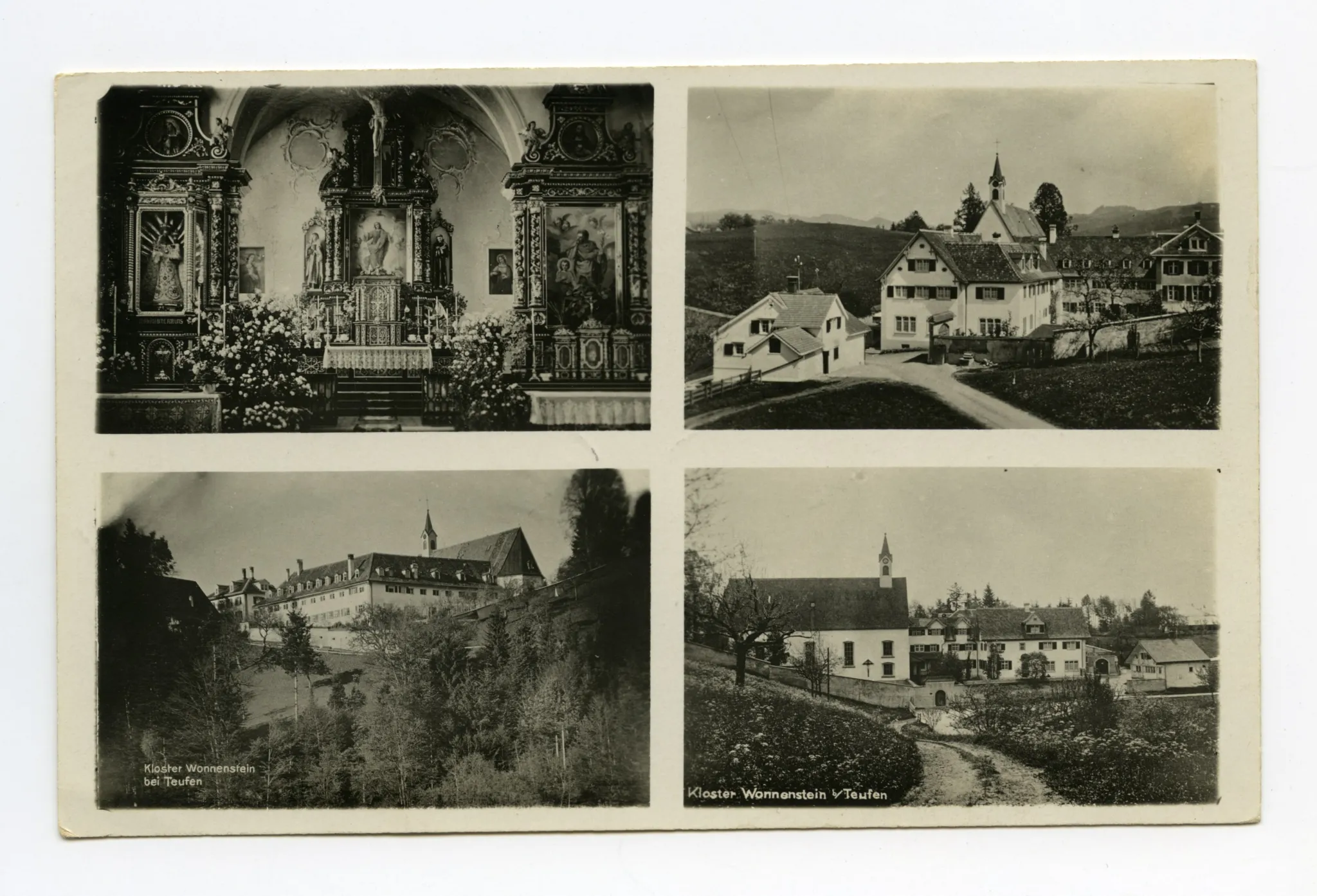 1. Innenansicht Klosterkirche – Chorraum; 2. Ansicht von Westen; 3. Ansicht von Süden; 4. Ansicht von Nordosten
