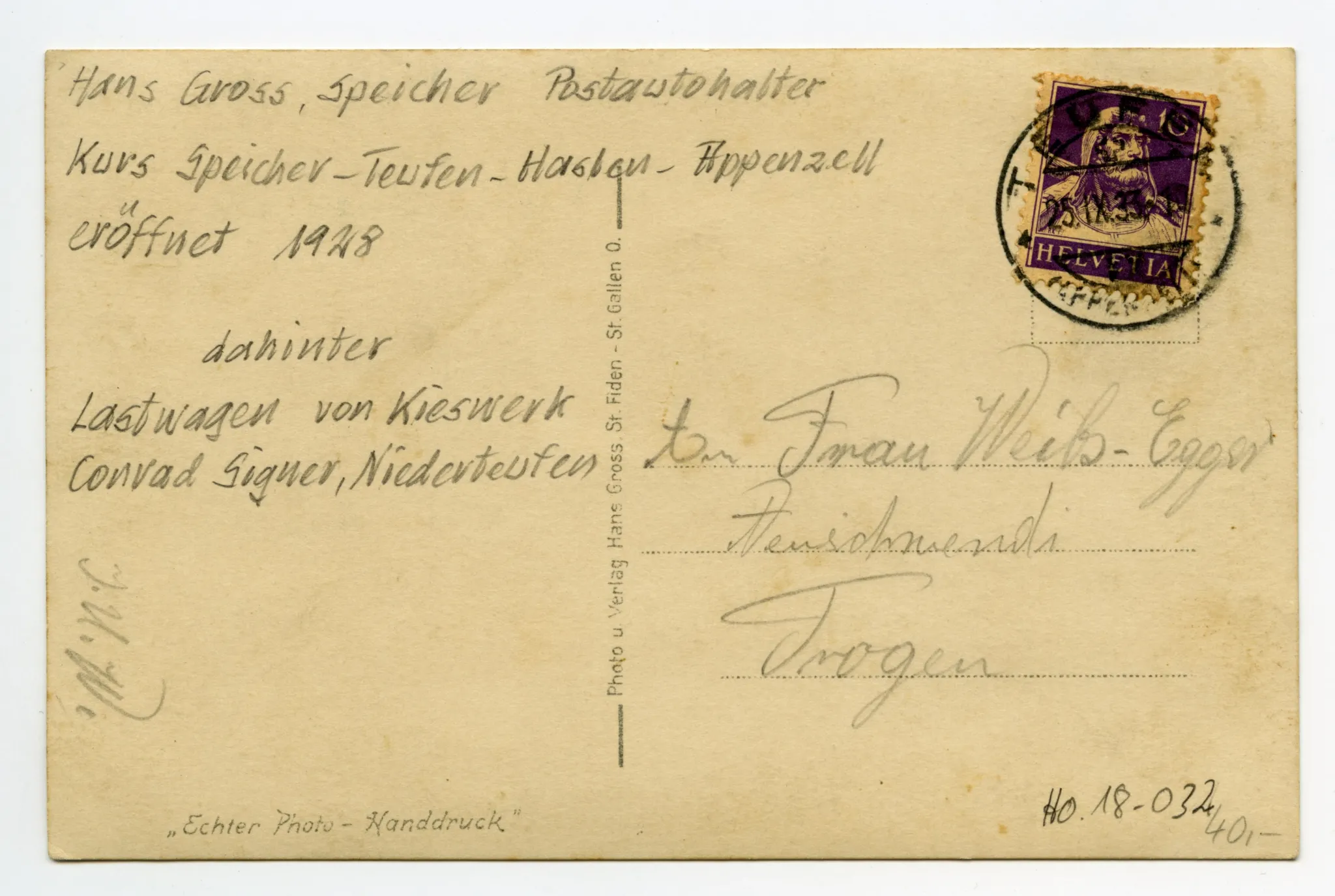 Ansicht der Brücke mit Postautohalterwagen aus Richtung Norden