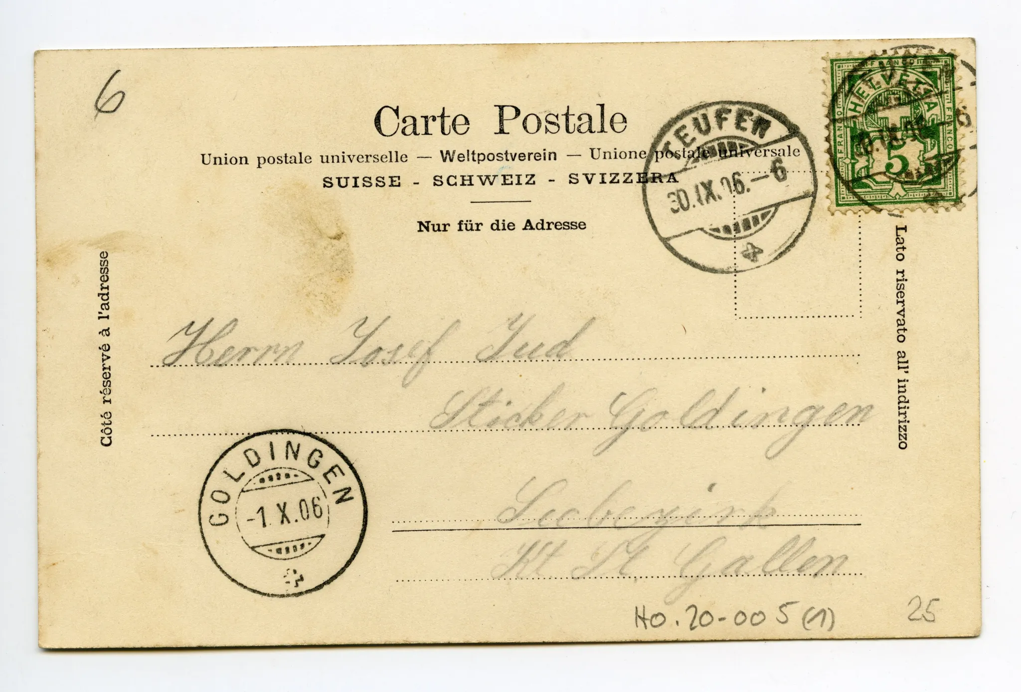 Mehrbildpostkarte: Einzelansicht mit Restaurant und Gesamtansicht von Teufen (vgl. Hc.08-42)