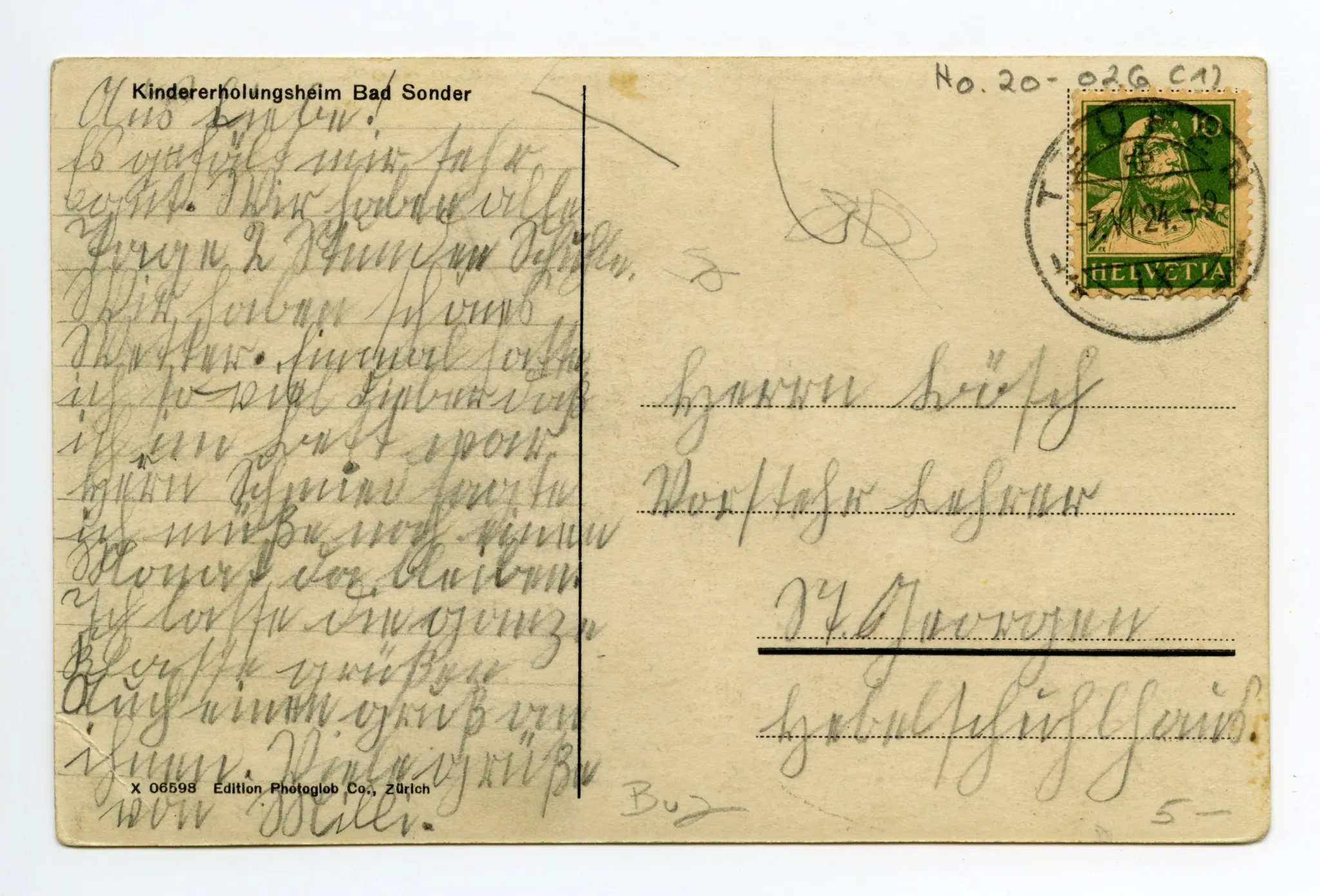 Gesamtansicht mit Garten und Gemüsebeet im Vordergrund; Karte 2:(vgl. Hc.08-15, identisch)