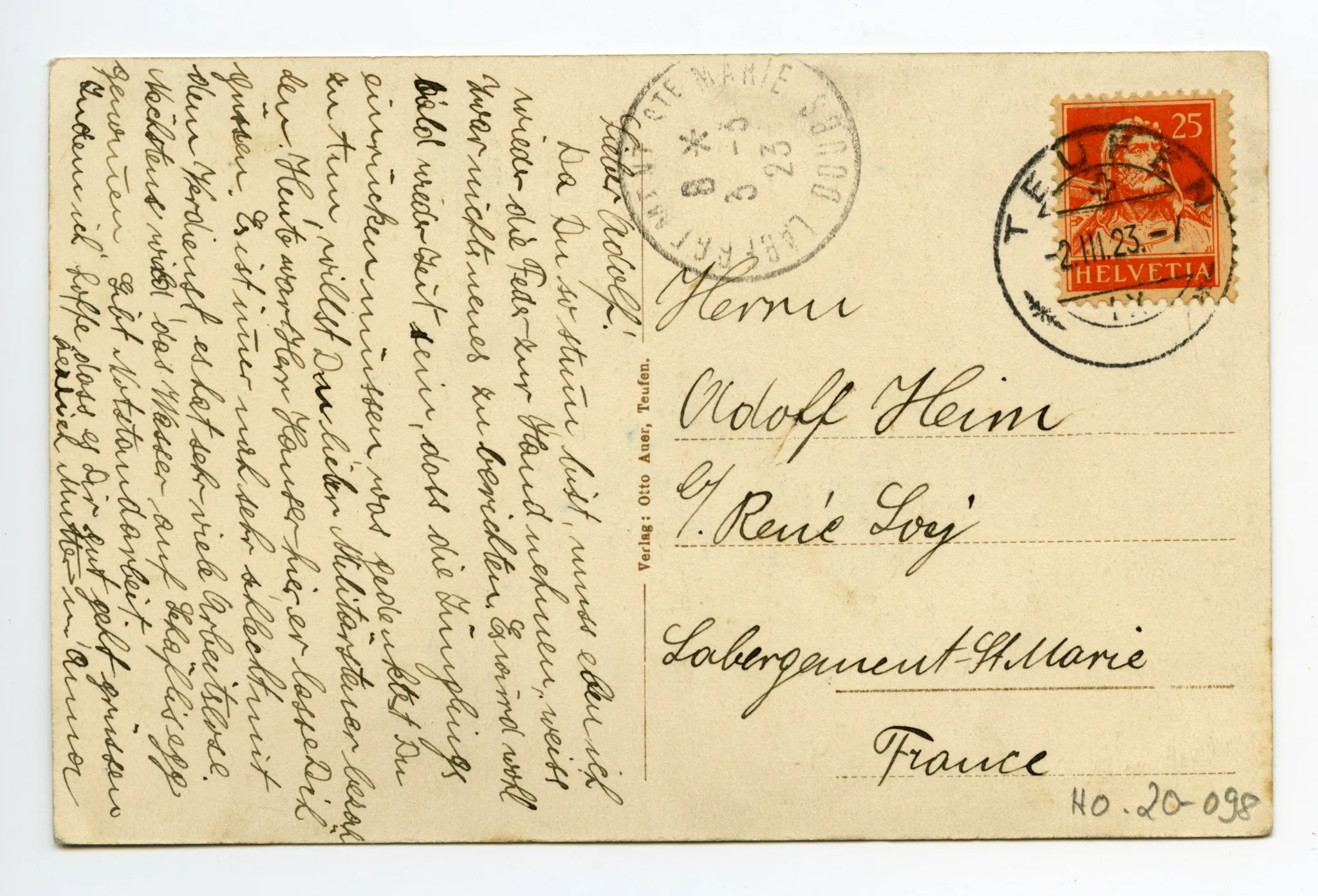 Gesamtansicht mit Besitzerin? und Kindern (rechts aussen) (vgl. Hc.08-47, identische Karte)