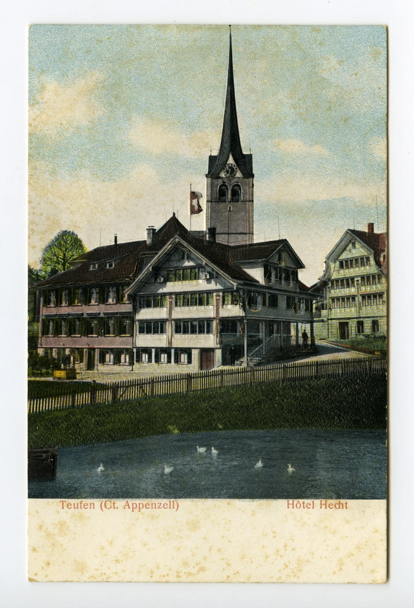 reliefartig gestaltet, Ansicht aus Osten mit Hechtweiher und evang. Kirche im Hintergrund