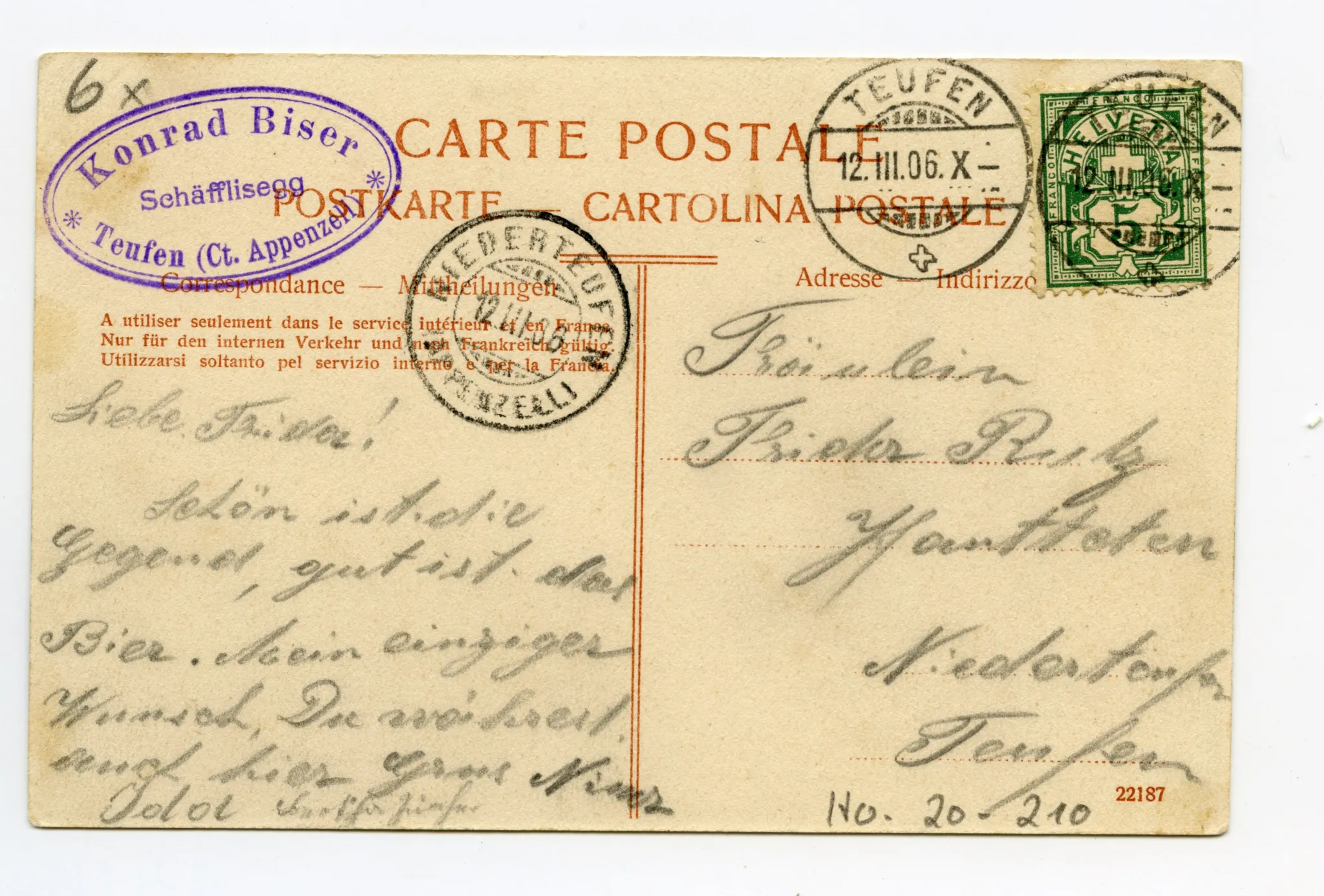 (Bäckerei bis 1918), Ansicht aus Süden mit Weg (Eggstrasse) Richtung St. Gallen, mit Personen davor