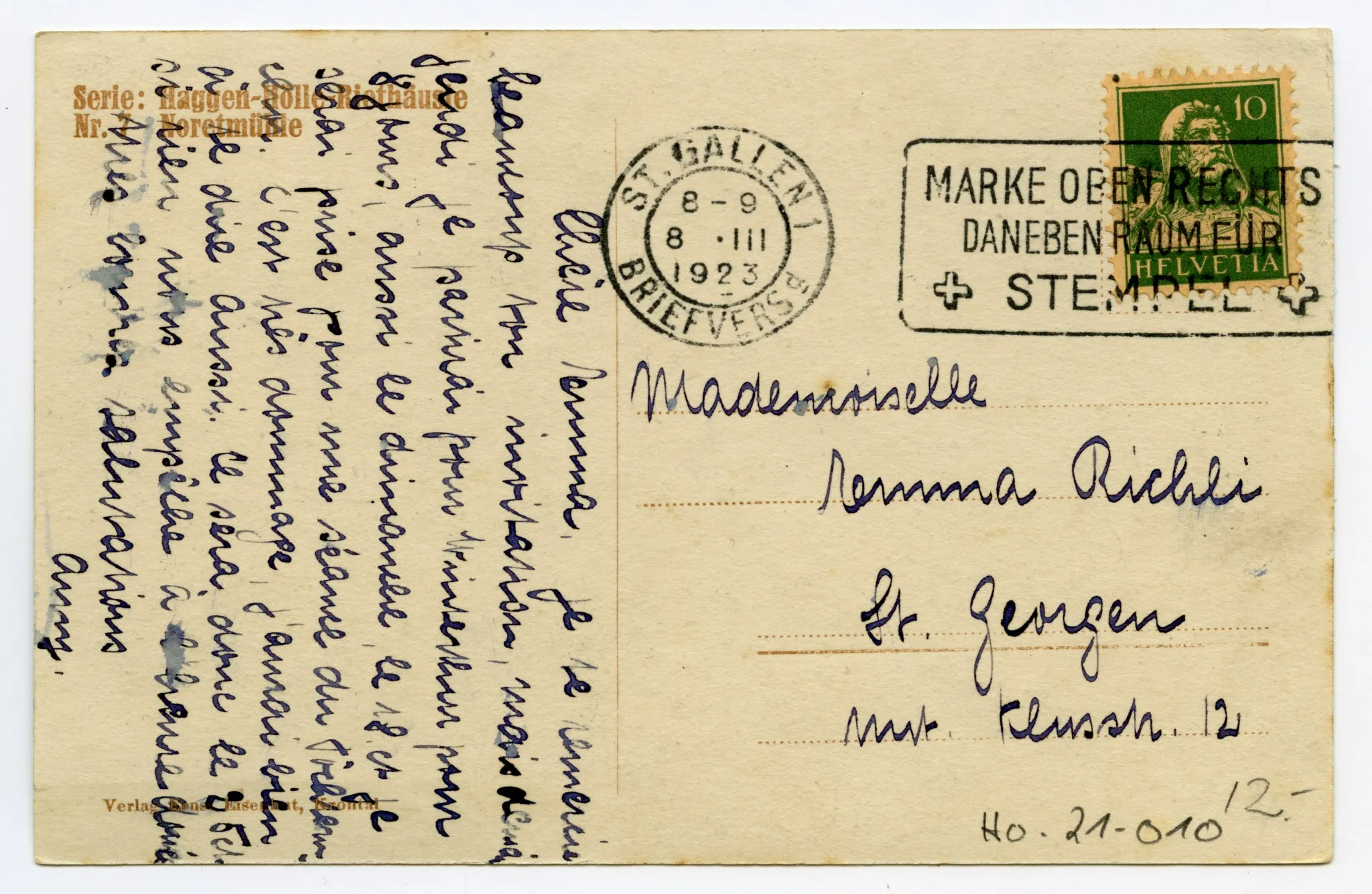 Rückseite mit Text