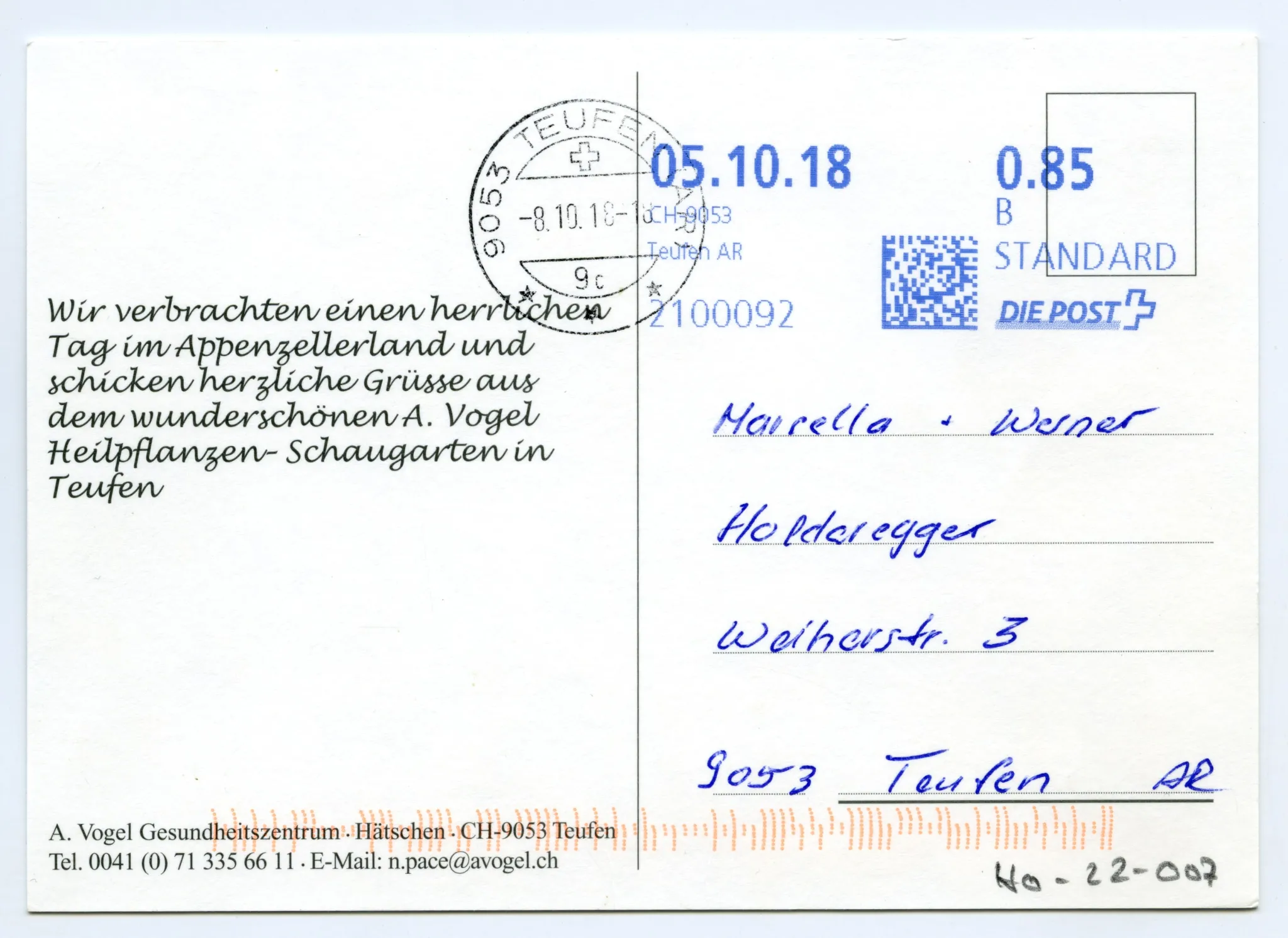 Rückseite mit Text