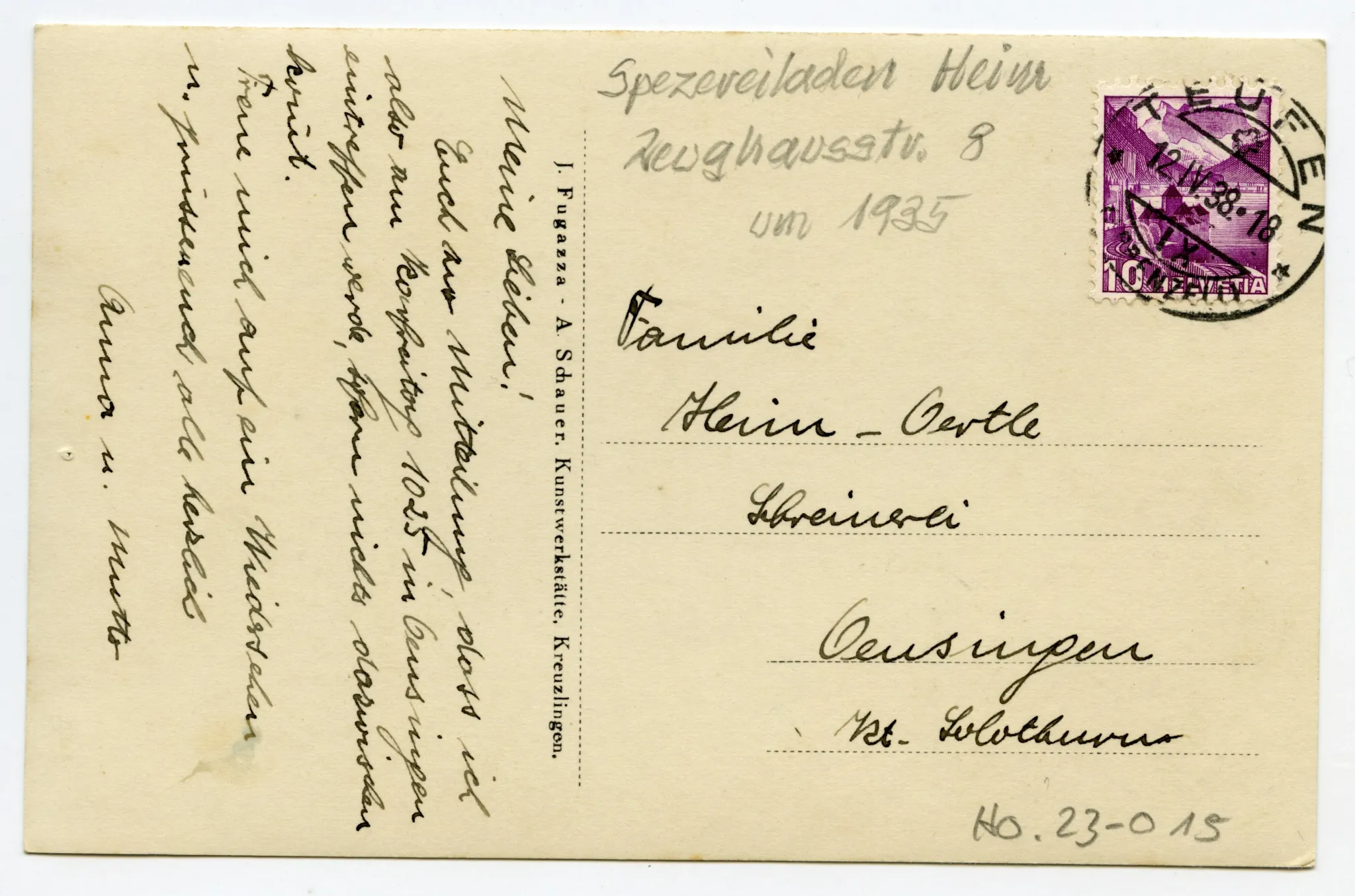 Rückseite mit Text