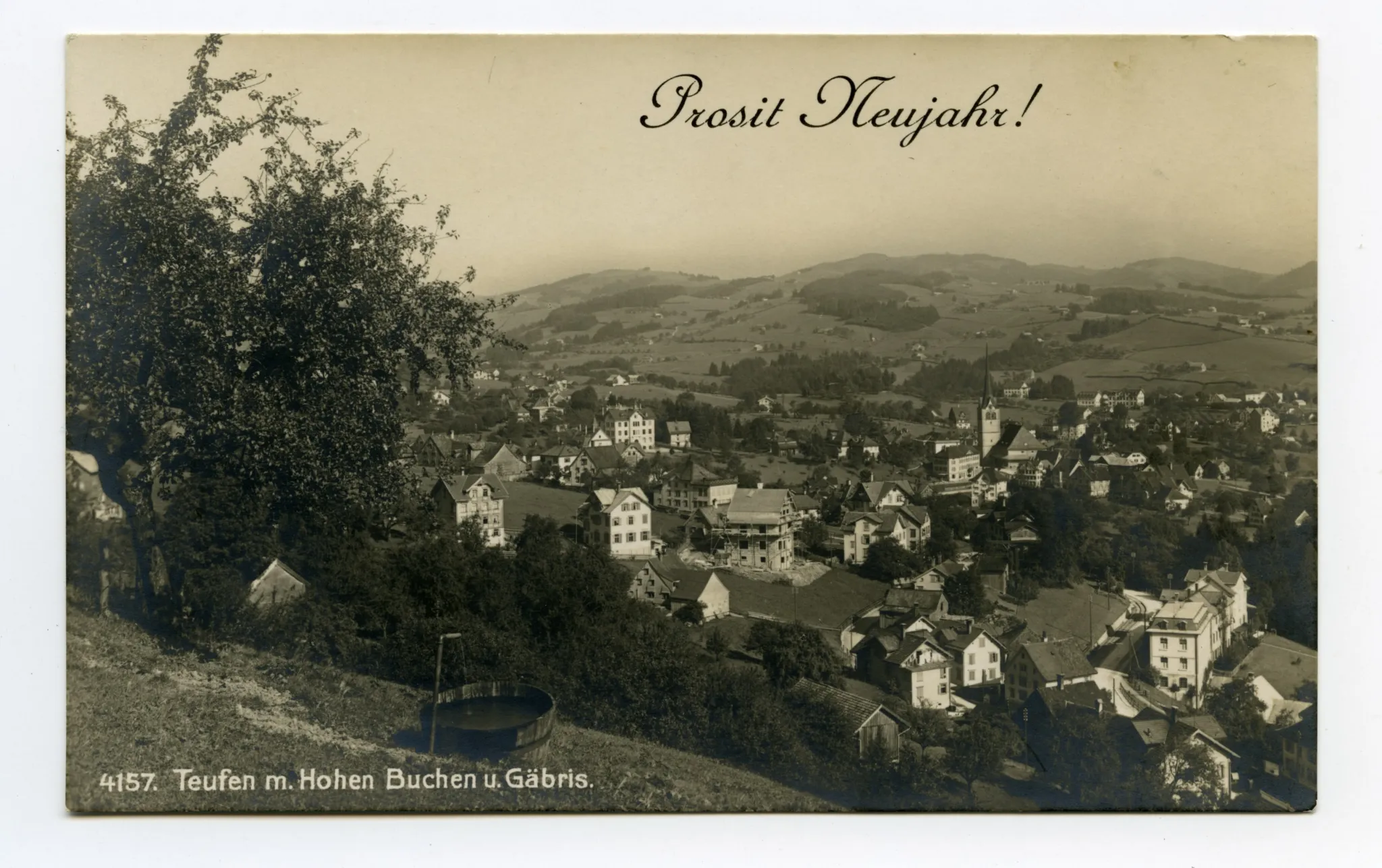 ohne Schmuckmotive, Blick auf Teufen aus Nordwesten
