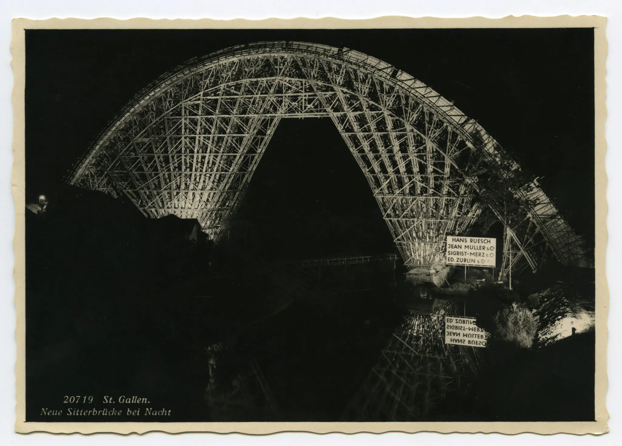 (Fürstenlandbrücke), 1937-1941, Ansicht des beleuchteten Konstruktionsbogens