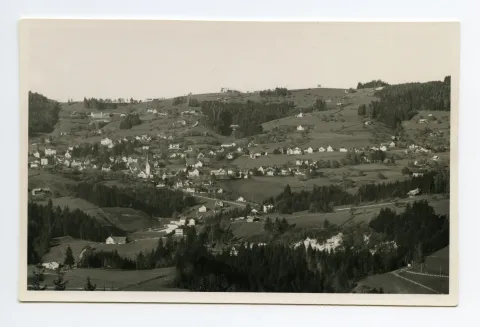 mit Schwimmbad/Neubrücke, Sammelbüel, alter Kath. Kirche, Grubenmannkirche, Krankenhaus, Lortanne. Blick zu Bad Sonder, Schäflisegg, Hüslersegg