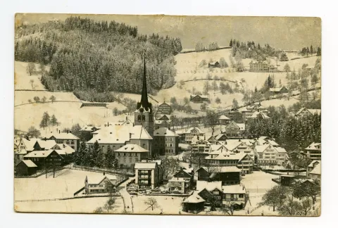 mit Scheibenstand 300m am Fuss der Frölichsegg, Bad Sonder, Blick zu Frölichsegg