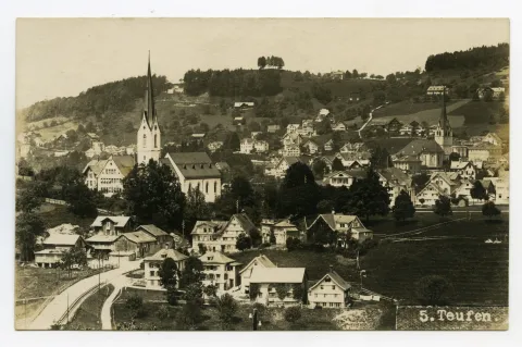 vorne Sammelbüel, alte Kath. Kirche, Blick zu Grubenmannkirche, Stofel, Fernblick, Schwendibüel