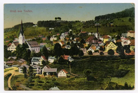 vorne Sammelbüel, alte Kath. Kirche, mit Dorfzentrum. Blick zu Fernblick und Schwendibüel