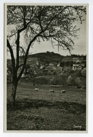 vom Schönenbüel. Mit Grubenmannkirche, Fernblick, Bad Sonder. Blick zur Frölichsegg