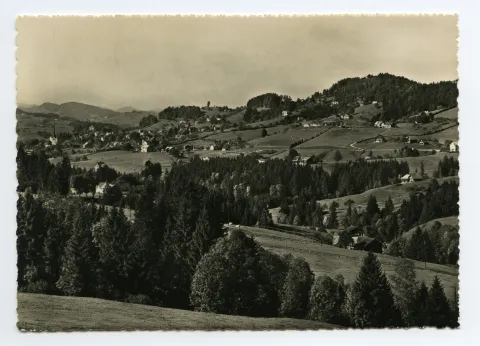 mit Grubenmannkirche, Gählern/Lortanne, Eggli. Blick zu Fernblick/Froher Aussicht, Frölichsegg, westwärts Richtung Fürstenland/Hinterland