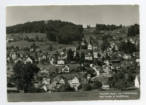 mit Bächli, Fernblick, Bad Sonder. Blick zu Frölichsegg, Schäflisegg