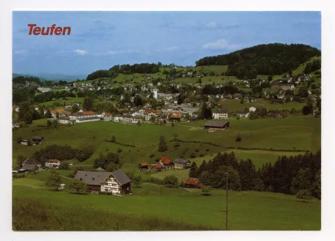 von Schlatterlehn, mit Zeughaus/Linde, Bleichi/Ebni, Grubenmannkirche. Blick zu Frölichsegg, Fernblick, Frohe Aussicht, Eggli