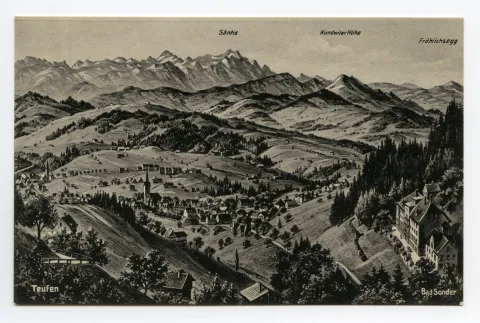 vom Bad Sonder/Schäflisegg aus, mit beiden Dorfkirchen