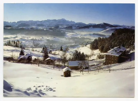 vorne Bad Sonder, mit Grubenmannkirche, Alpstein