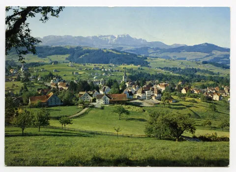 beide Dorfkirchen, Bahnhof (mit ARKB-Gebäude), Schönenbüel, Alpstein