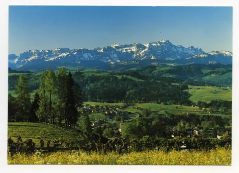 Grubenmannkirche, Säntis mit Sendemast von 1971 (erahnbar)