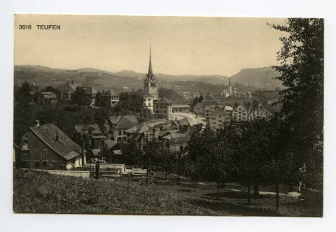 beide Dorfkirchen. Blick zum Gäbris