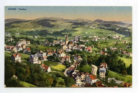 vorne Stofel, beide Dorfkirchen. Blick zum Gäbris (vgl. Hc.18-07)