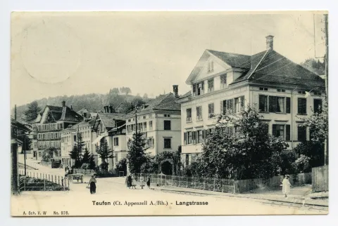 Abzweiger Unterrain, Kinder und Pferdefuhrwerk auf Strasse