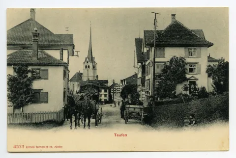 mit Grubenmannkirche, Postkutsche und Pferdefuhrwerk (jeweils Doppelspänner) (vgl. Hc.20-11)