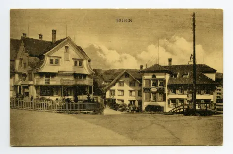 Blick zu Einlenker Hechtstrasse, Hotel Hecht, Kornhändlerhaus