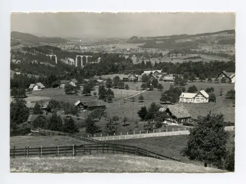 Blick via Sitterviadukt (BT-Brücke) und Gossau ins Fürstenland (vgl. Hc.21-19)