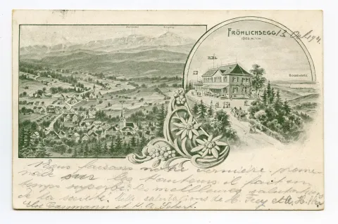 Schmuckgrusskarte mit Panoramablick auf Teufen und Säntis (vgl. Hc.08-25, sehr ähnlich) (vgl. Ho.20-074)