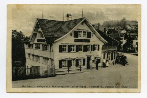 Ansicht mit Personen davor (vgl. Hc.08-49, Motiv identisch)